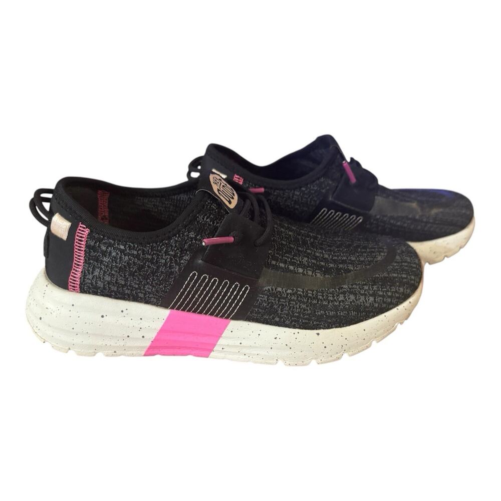 HEYDUDE Sirocco Slip-On Sneaker Casual Black, White, Pink Women's Size 5